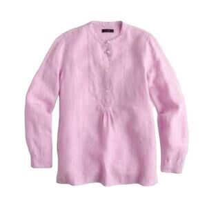 J Crew Baird McNutt Irish Linen Popover Top Pink Women's 0